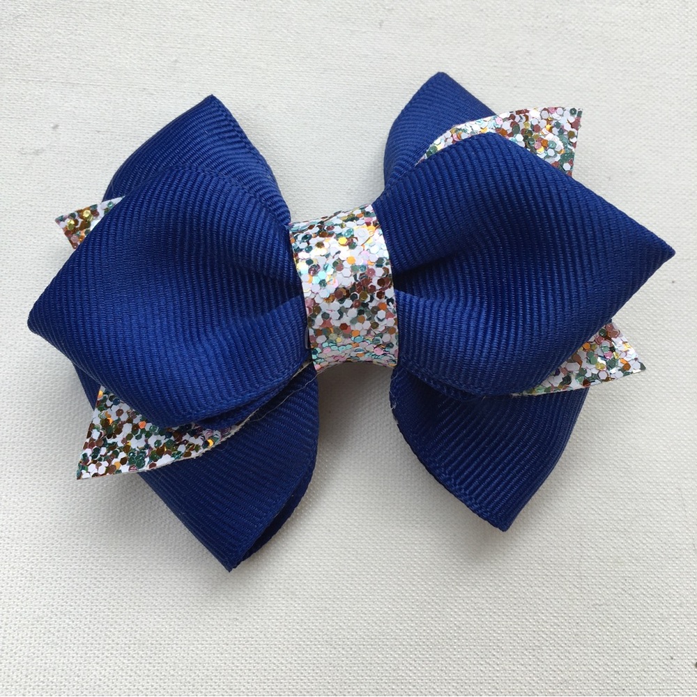 1 Pcs Hair clip glitter leather grosgrain handmade